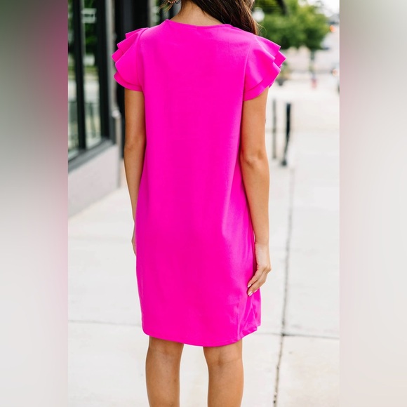 💕🩷Magenta Purple Ruffled Sleeve Dress🩷💕 - Picture 3 of 4